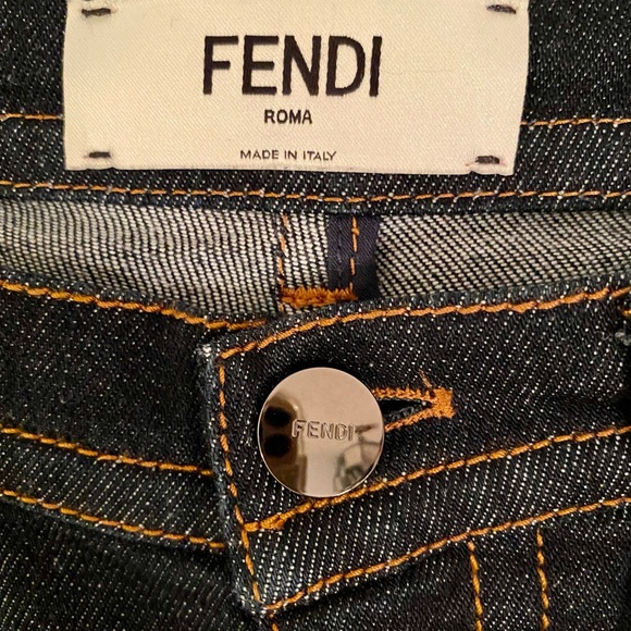 NWT FENDI RARE LTD RUNWAY DK DENIM/BLCK LAMB MONSTER JEANS - Picture 7 of 14
